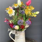 Spring silk flower jug