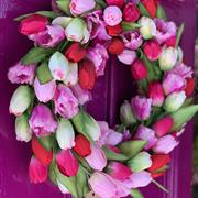 Pink Parrot Tulip Door Wreath