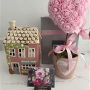Village House and Rose Tree Gift Set