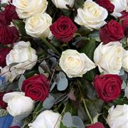 Red and White Rose Coffin Spray