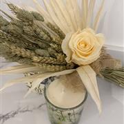 Scented Candle and Dried Flower Bunch